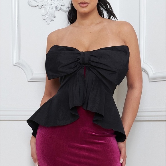 Black Magenta Satin Velvet Cocktail Mini Dress NWT - Picture 3 of 9